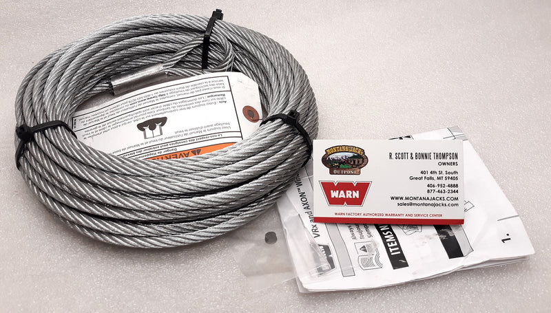 WARN 100973 Winch Wire Rope for VRX 45, AXON 45, 55, 1/4" x 50'