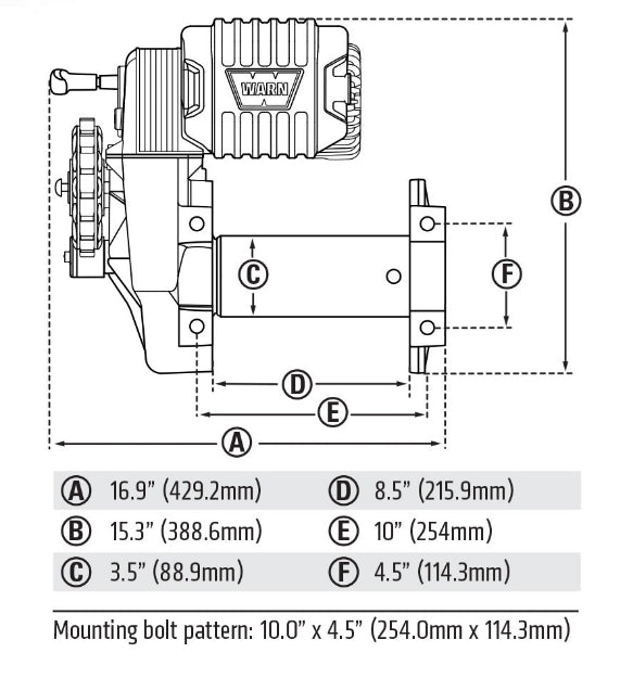 WARN 106170 M8274 10,000 lb. Truck/Jeep/SUV Winch, Steel Cable