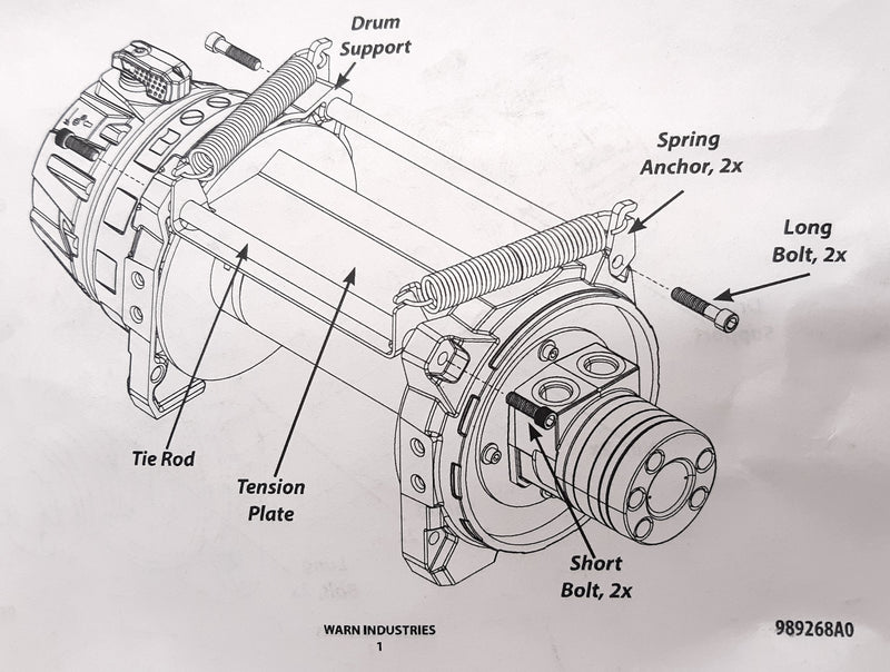 WARN 107110 Winch Cable Tensioner for G2 Industrial w/10" drum, Top Mounted