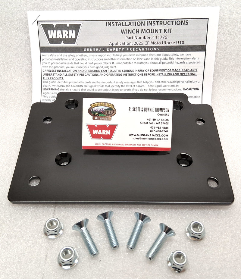 WARN 111775 WINCH MOUNT KIT CFMOTO UFORCE 1000 U10 PRO