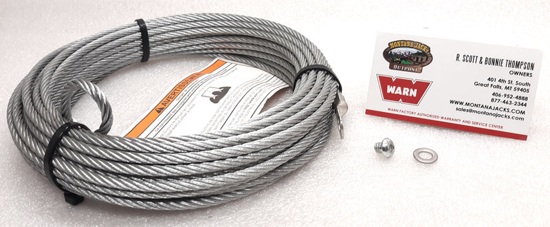 WARN 15236 ATV Winch Replacement Wire Rope for Steel Drums - 3/16 X 50 FT.