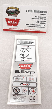 WARN 68614 Label Kit for 9.5xp Winch