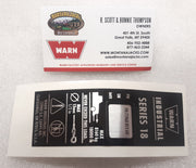 WARN 71960 Nameplate Decal for Series 18 Industrial Winch