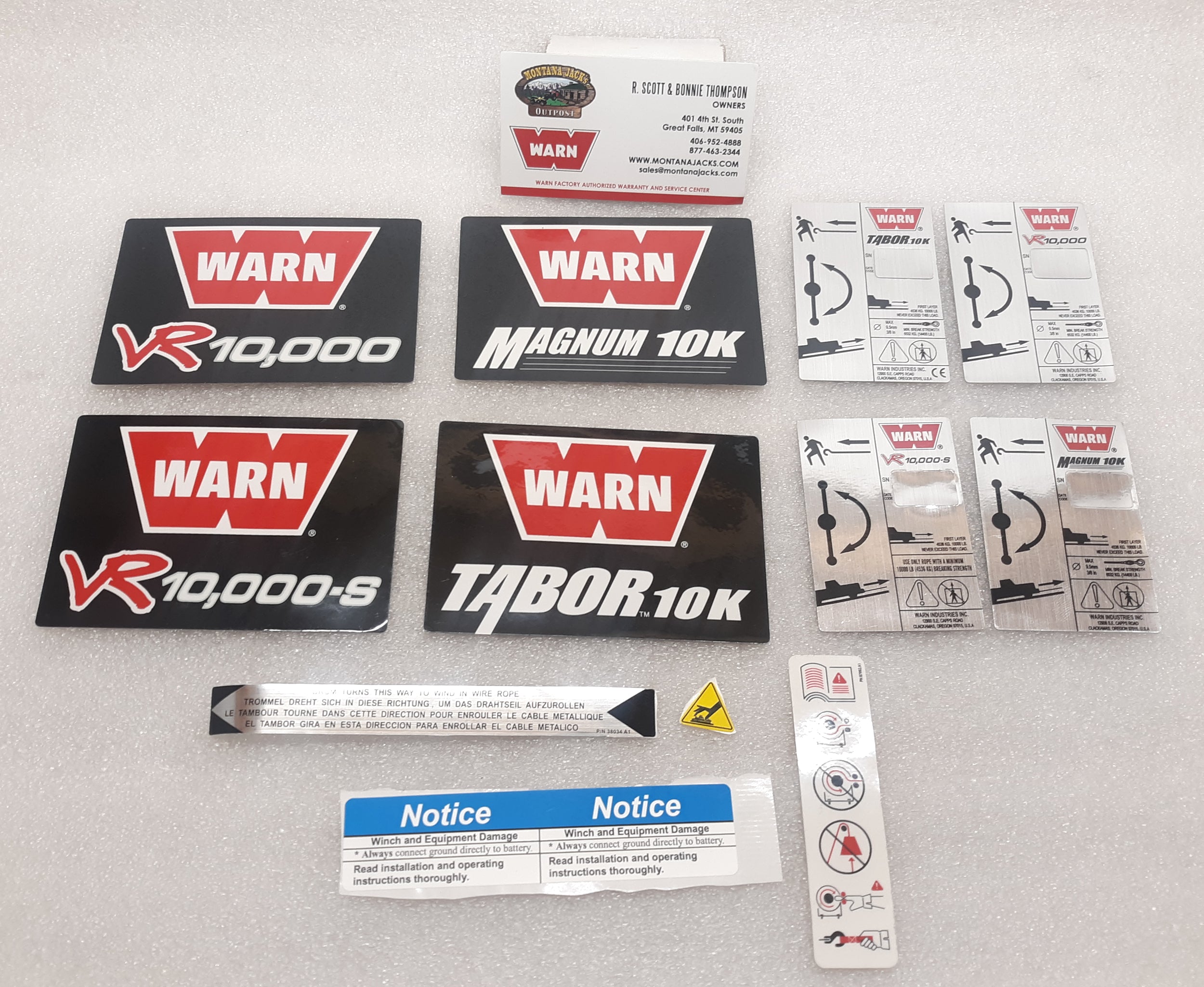 WARN 92066 OLD Winch Label Kit for Gen I VR 10,000; Tabor 10K