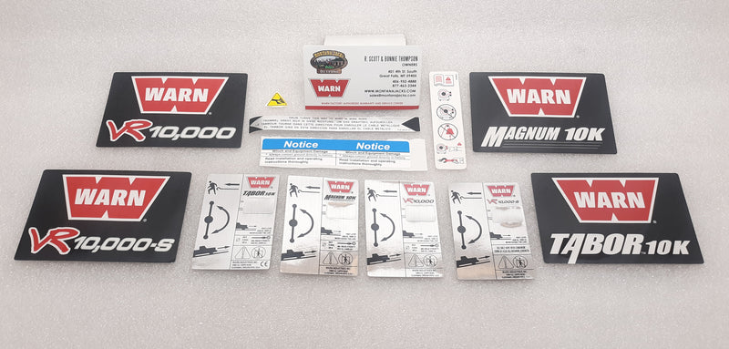 WARN 92066 OLD Winch Label Kit for Gen I VR 10,000; Tabor 10K, Magnum 10