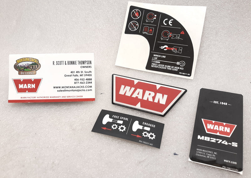 WARN 106136 Winch Decal kit for M8274-70-S