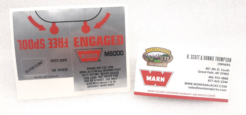 WARN 26672 Decal Kit for M6000 Winch