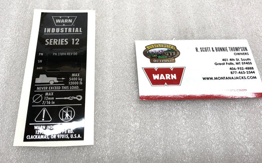 WARN 27896 Nameplate Decal for Series 12 Industrial Winch