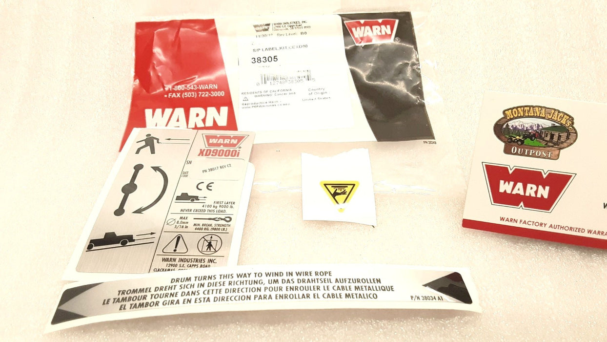 WARN 38305 Decal/Label kit for XD9000i Truck/SUV Winch