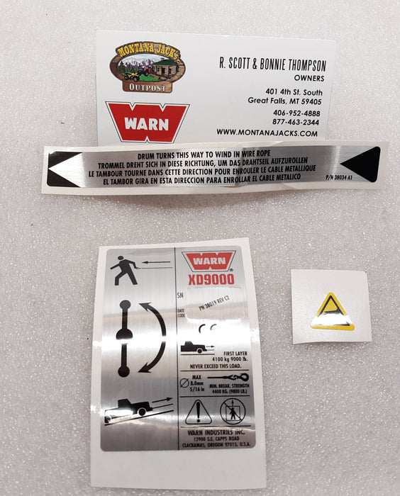 WARN 38306 XD9000 Winch Decal Kit