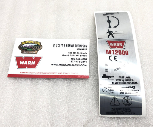WARN 38420 Nameplate Label for M12000 Truck Winch