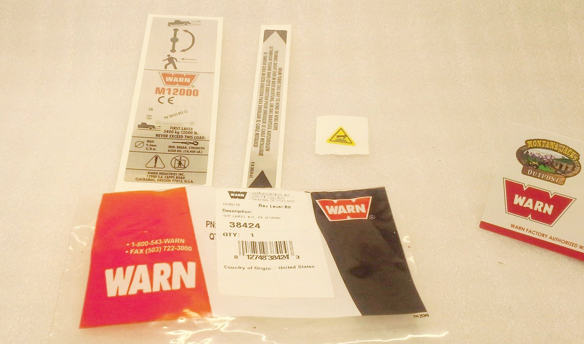 Warn High Mount 38307 Winch Replacement Decal Label Kit Set Sticker M8274-50 main image 1