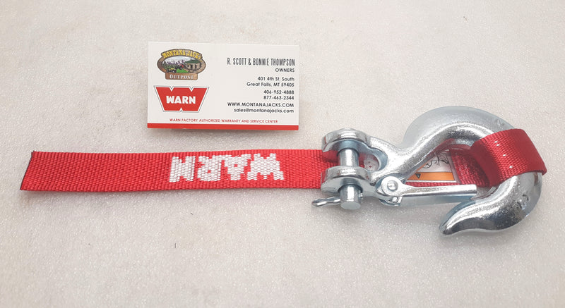 WARN 39557 5/16 Inch Winch Hook with Spring Gate & Safety Strap