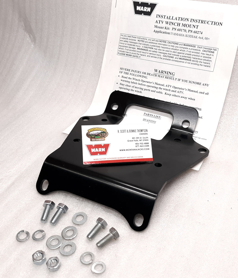 WARN 60274 Winch Mounting Kit for 2000-01 Yamaha Kodiak