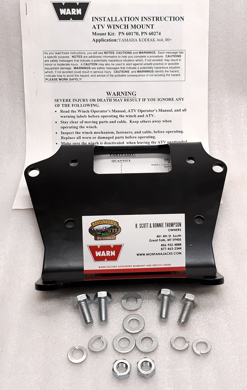 WARN 60274 Winch Mounting Kit for 2000-01 Yamaha Kodiak