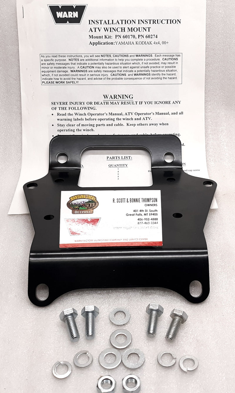 WARN 60274 Winch Mounting Kit for 2000-01 Yamaha Kodiak