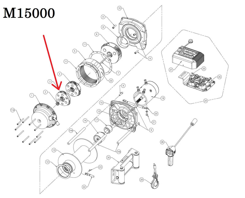Warn 61739 Carrier Gear Assembly, Stage 1 for 16.5ti, M15000, DC2500