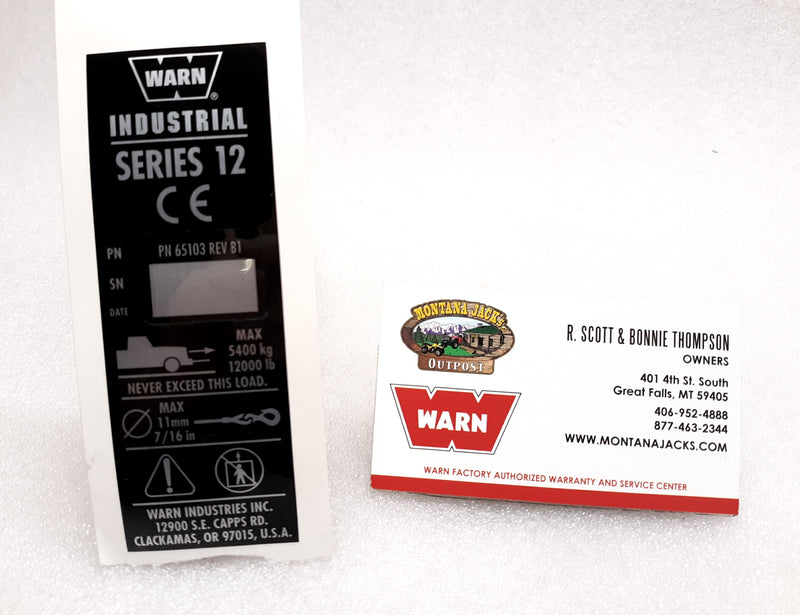 WARN 65103 Nameplate decal