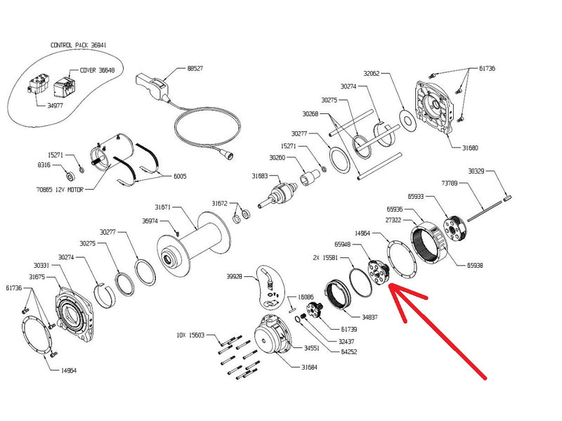 WARN 65948 Carrier Assembly, Stage 2, Series 15, 18 Winches