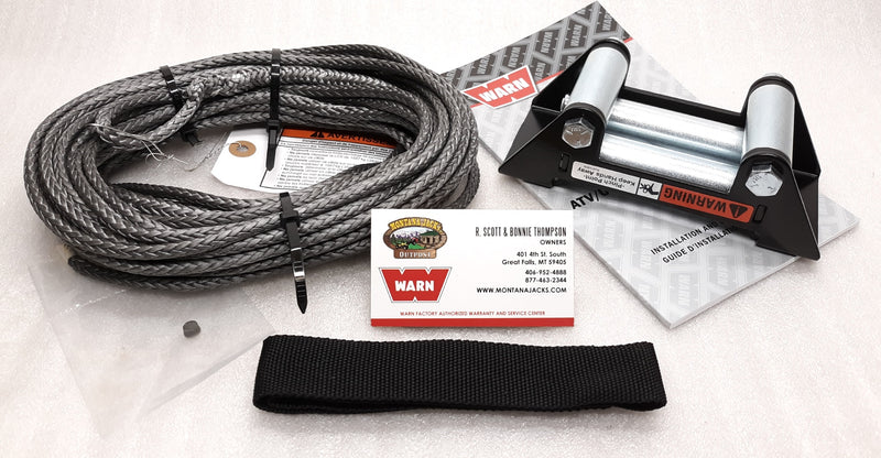 WARN 72128 Synthetic Winch Rope Replacement Kit with Roller Fairlead