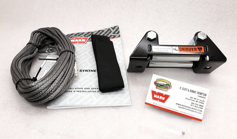 WARN 72495 Synthetic Winch Rope Kit, Includes roller fairlead, 5/32 x 50'