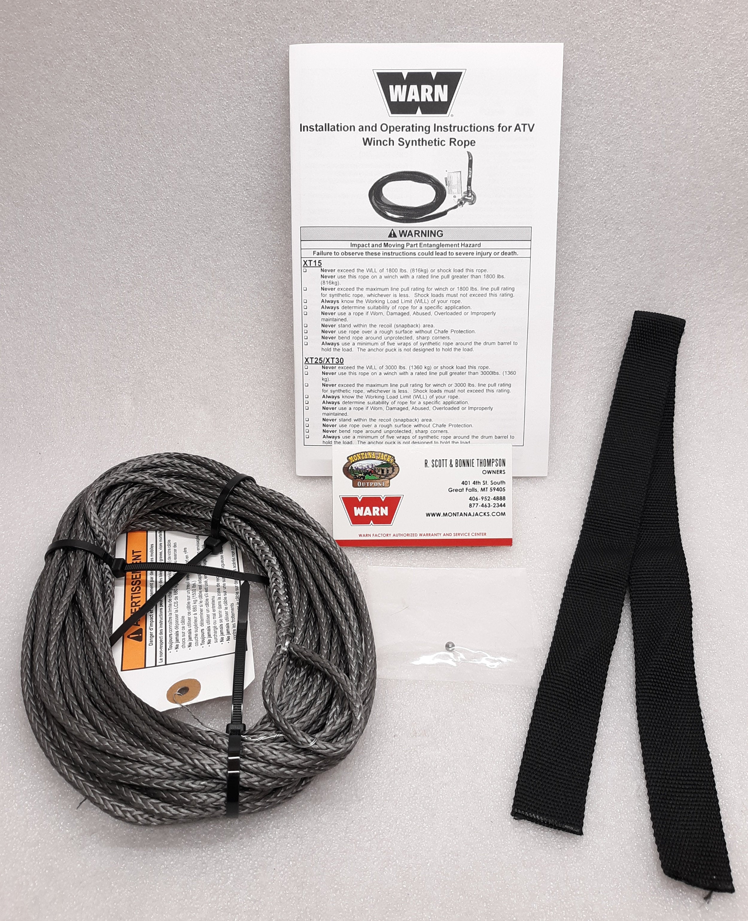 WARN 77212 Synthetic Winch Rope Kit, 5/32