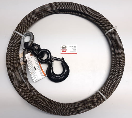 WARN 77534 Wire Rope Assembly 1/2" x 75' w/Hook