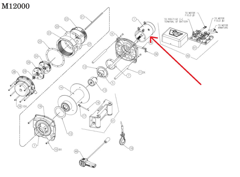 WARN 78847 Winch Motor, 24v, for M12000, M15000