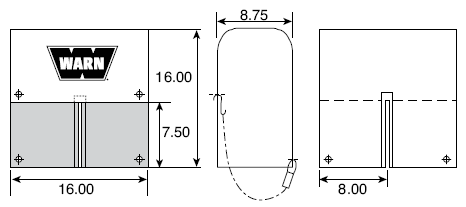 WARN 8557 Soft Winch Cover dimensions