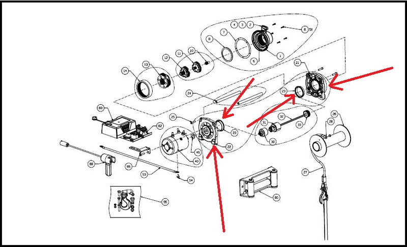 WARN 88050 Drum Support Kit for VR8, VR8-S, VR8000, VR8000-S Truck/SUV Winches