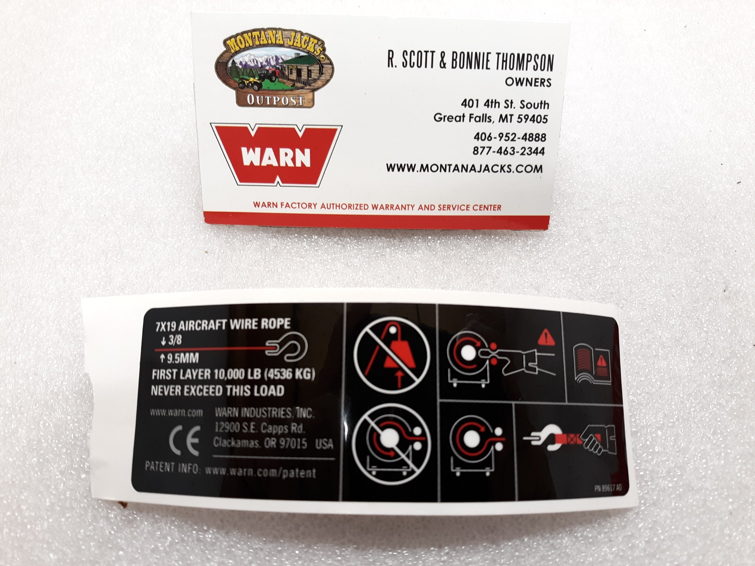 WARN 89617 ZEON CE Label — Montana Jacks Outpost