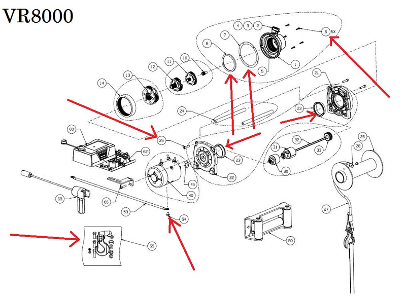 WARN 90901 Bolt and Gasket kit for VR8000 Truck/SUV Winch