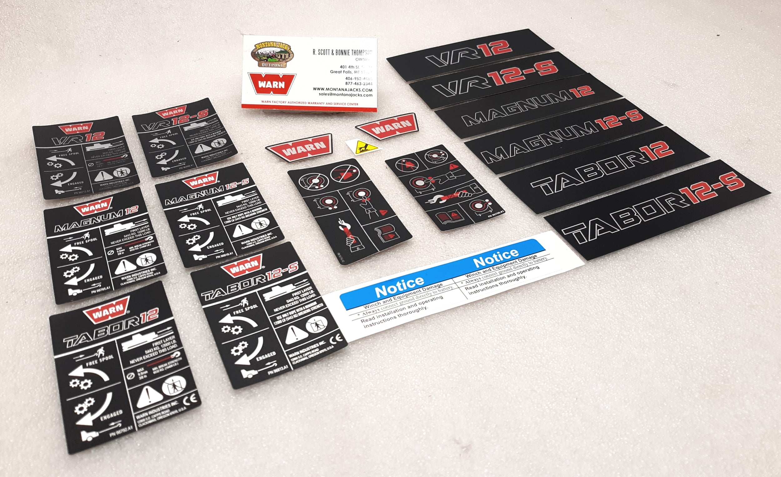 WARN 92036 Winch Label Kit for VR 12,000, Tabor 12K, Magnum 12K