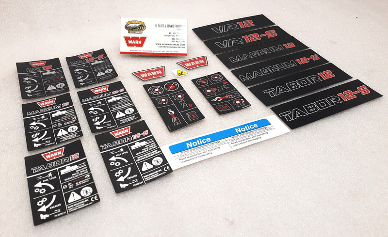 WARN 92036 Winch Label Kit for VR 12,000, Tabor 12K, Magnum 12K