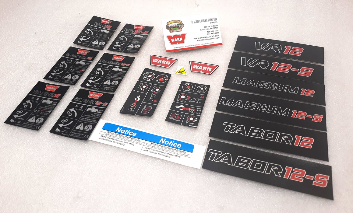 WARN 92036 Winch Label Kit for VR 12,000, Tabor 12K, Magnum 12K