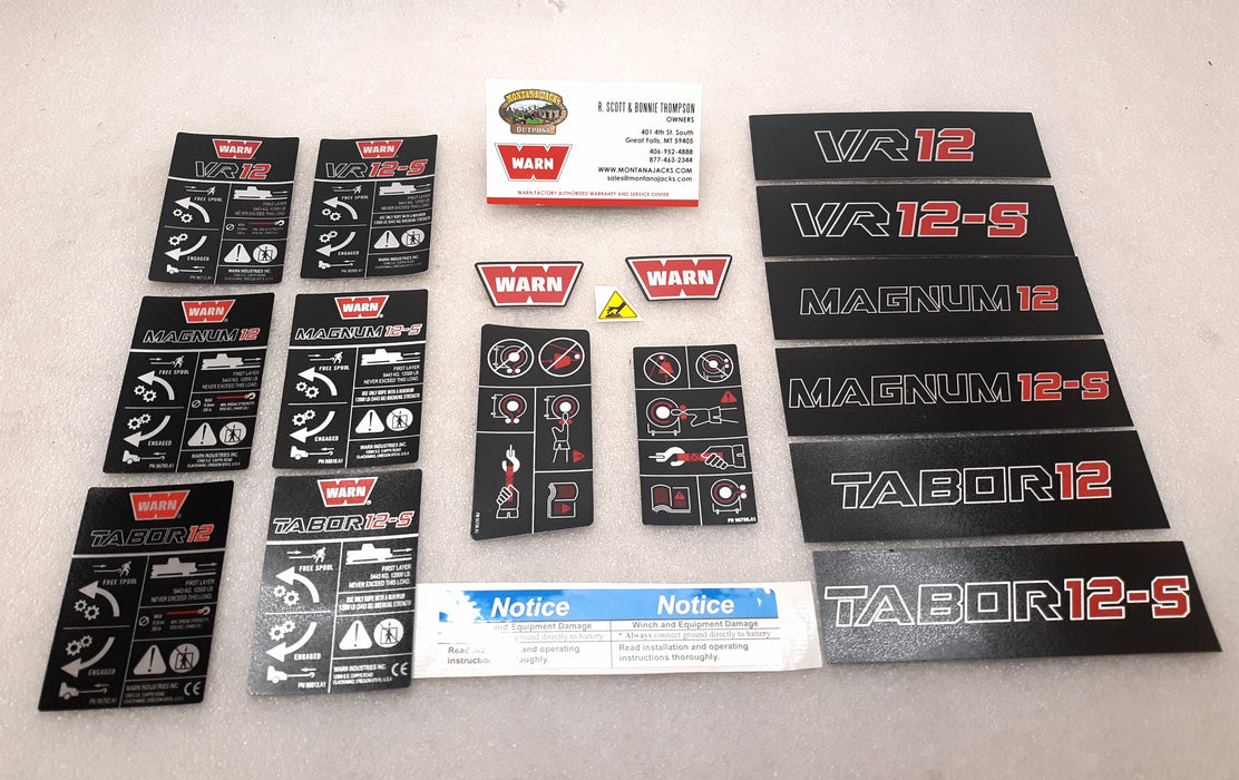 WARN 92036 Winch Label Kit for VR 12,000, Tabor 12K, Magnum 12K