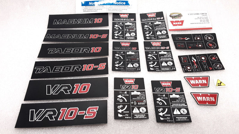 WARN 92066 Winch Label Kit for VR 10, Tabor 10K, Magnum 10