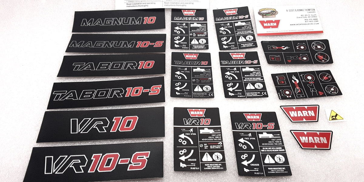 WARN 92066 Winch Label Kit for Gen II VR 10, Tabor 10K, Magnum 10