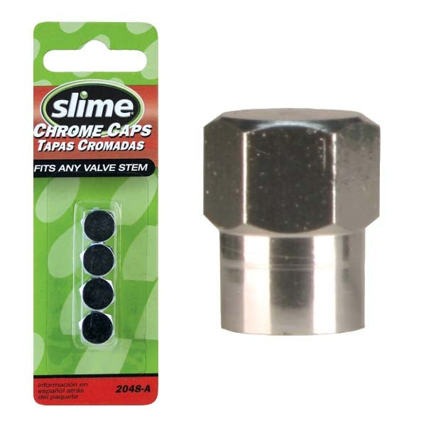 SLIME 2048A Chrome Tire Valve Caps, set of 4