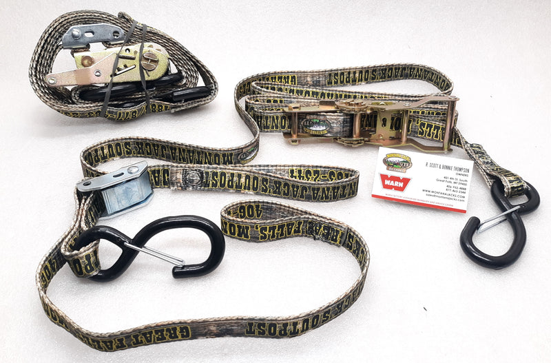 MONTANA JACK&#39;S TD1WG Cam Buckle Ratchet Tie Down Strap, PAIR- 1&quot; WOODGRAIN