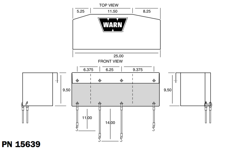 WARN 15639 Winch Cover, Nylon-backed Vinyl, M12000, MX12085, M15000 and 16.5ti