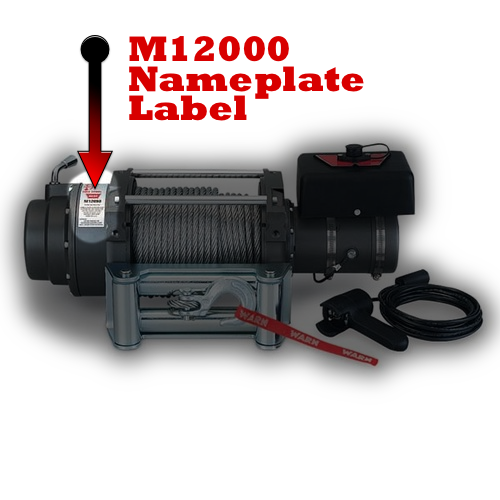 WARN 38420 Nameplate Label for M12000 Truck Winch